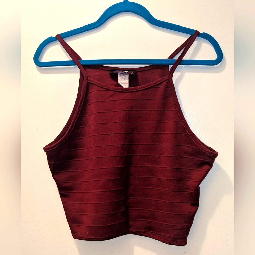 Women's XL Burgundy Crop Top